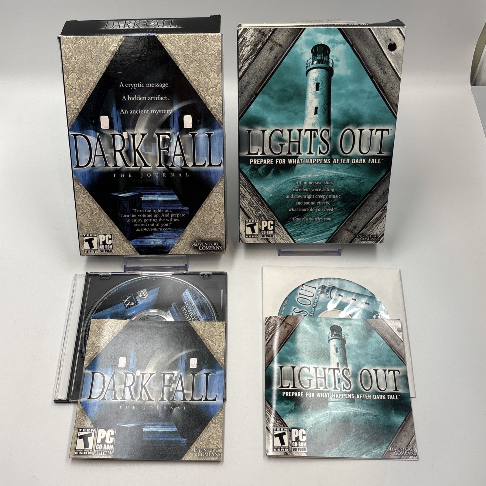 Dark Fall The Journal & Lights Out II PC Game Box Set Lot Bundle Adventure Co VG