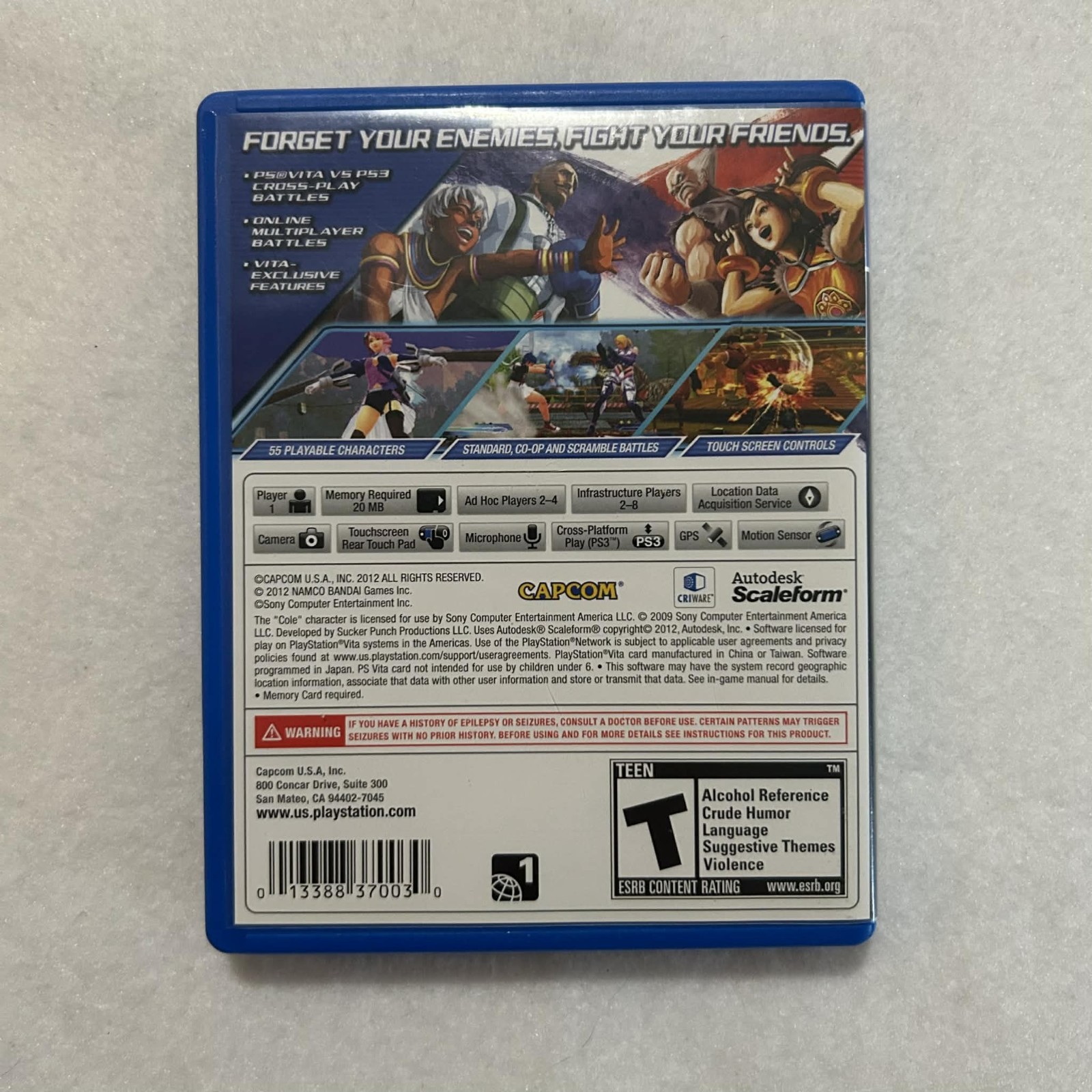 Street Fighter X Tekken (Sony PlayStation Vita, 2012) Authentic, Cleaned, Tested