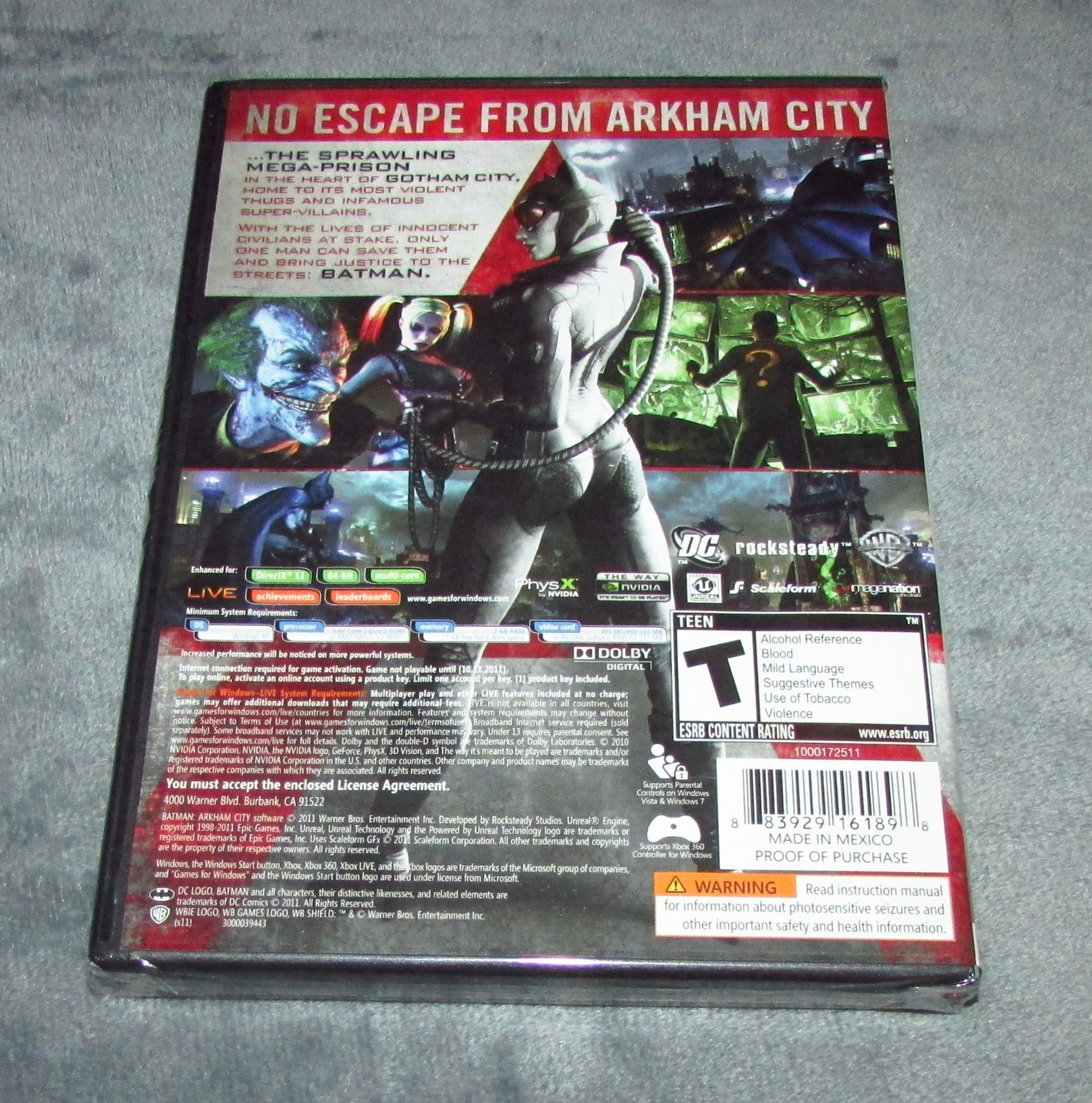 Batman: Arkham City (PC, DVD, 2013) Brand New / Fast Shipping
