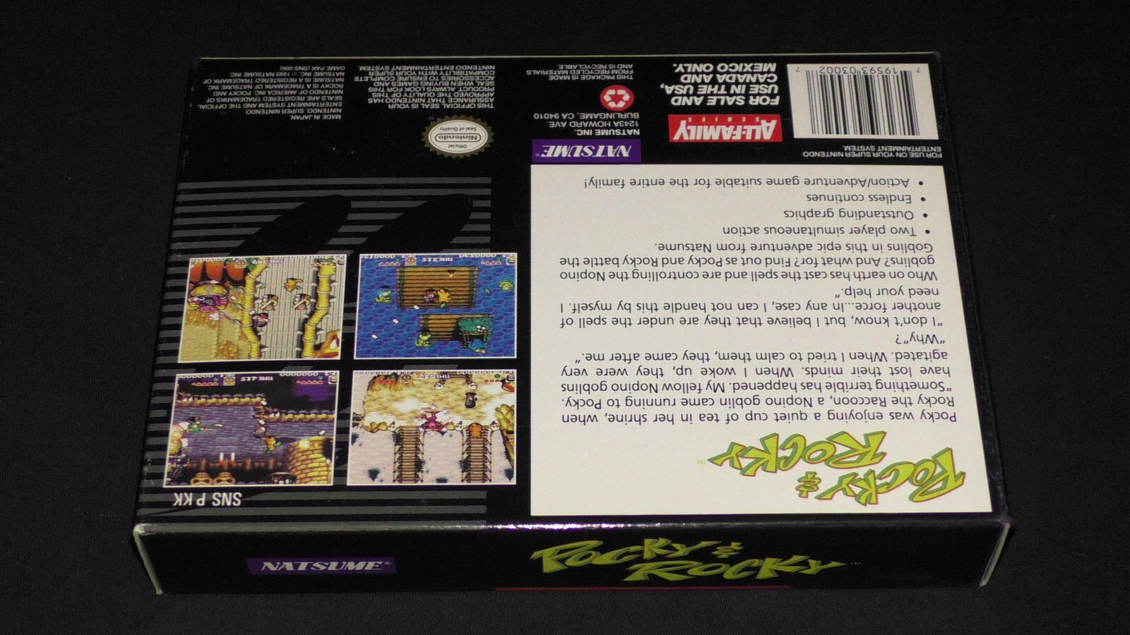 Pocky & Rocky [Box Only] Super Nintendo SNES Natsume NES And An