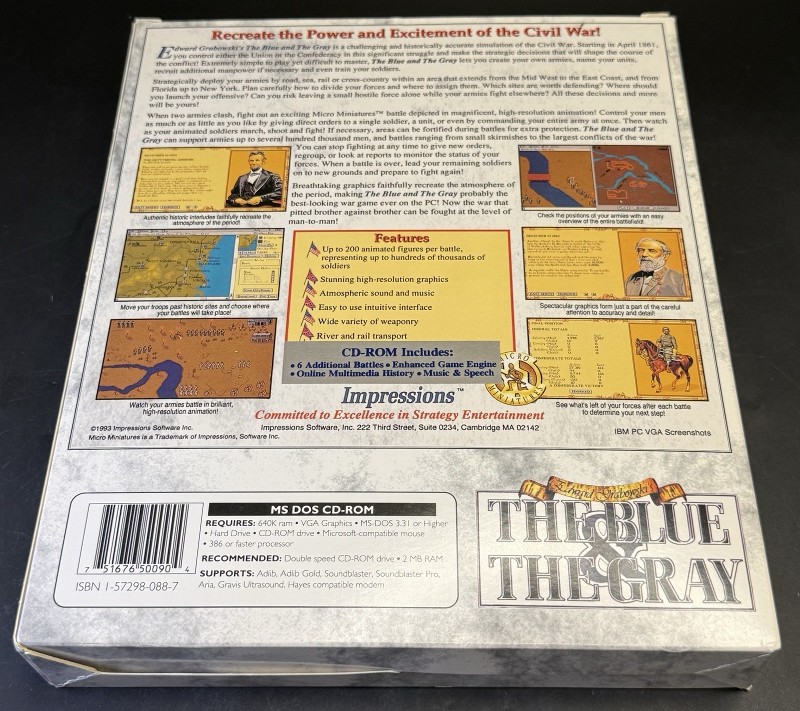 The Blue & the Gray Civil War Simulator PC Big Box Game -1993, MS-DOS, VL08