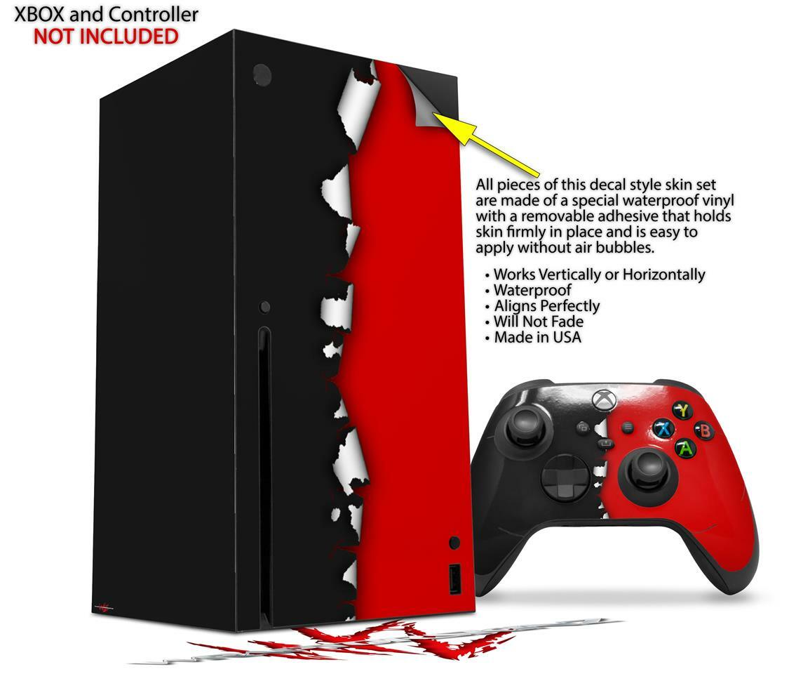 Skin Set for XBOX Series X Ripped Colors Black Red