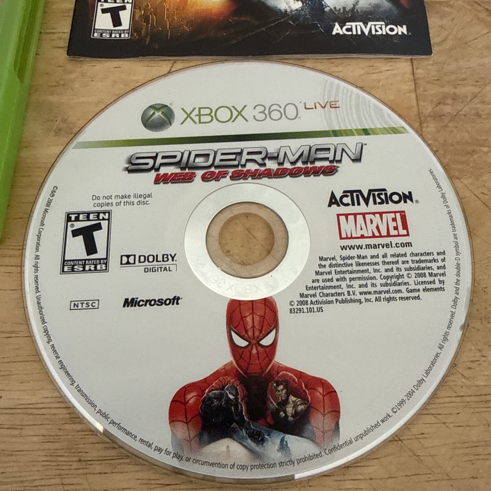 Spider-Man: Web of Shadows (Microsoft Xbox 360) CIB Tested Case Manual Disc