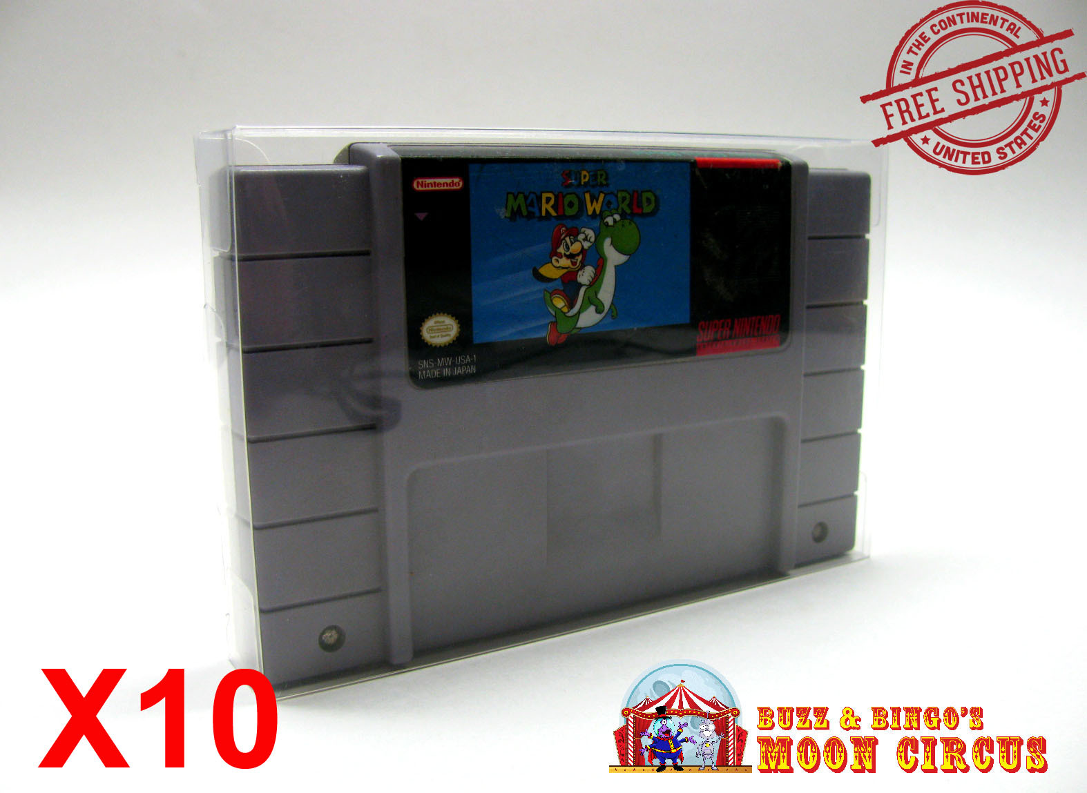 10x SUPER NINTENDO SNES CARTRIDGE – CLEAR PROTECTIVE GAME BOX SLEEVE CASE