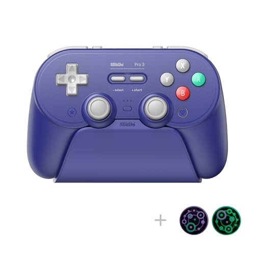 8BITDO PRO 3 BLUETOOTH CONTROLLER SWAPPABLE ABXY BUTTONS TMR JOYSTICKS – PURPLE