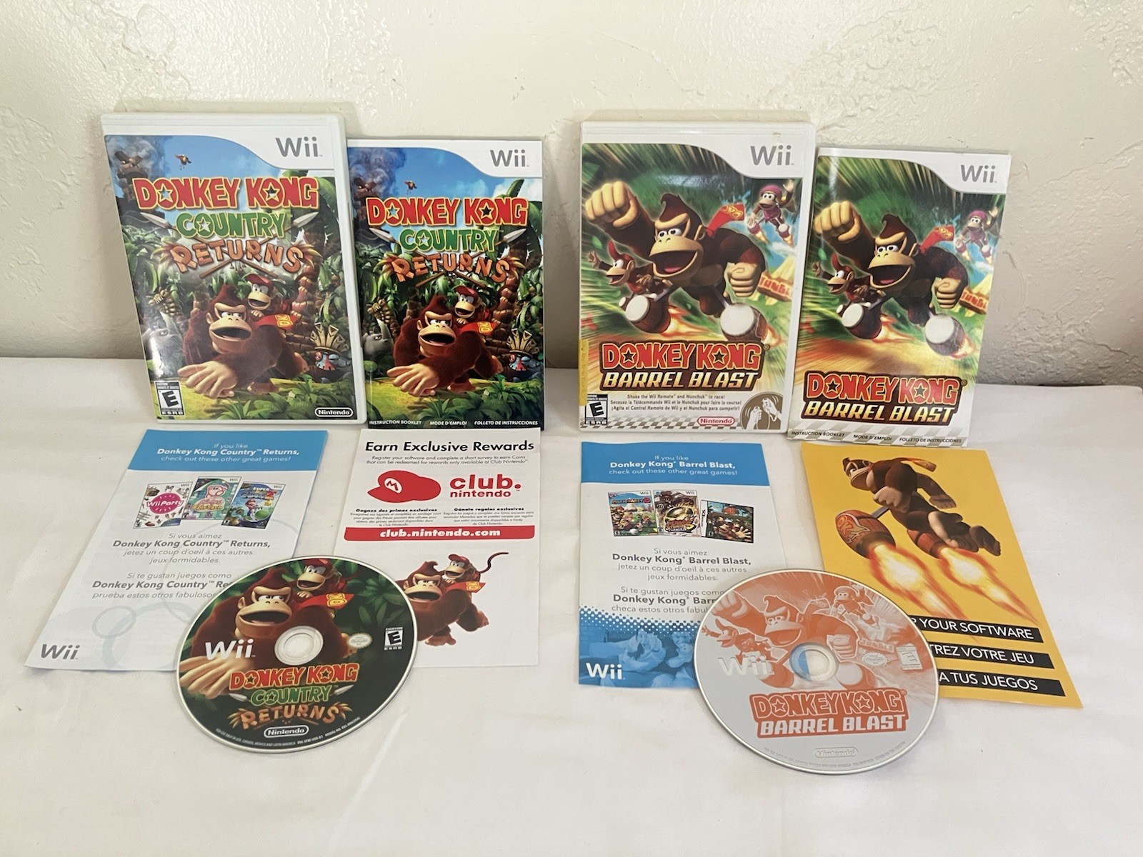 Donkey Kong Country Returns & DK Barrel Blast Nintendo Wii Tested Fast Free Ship