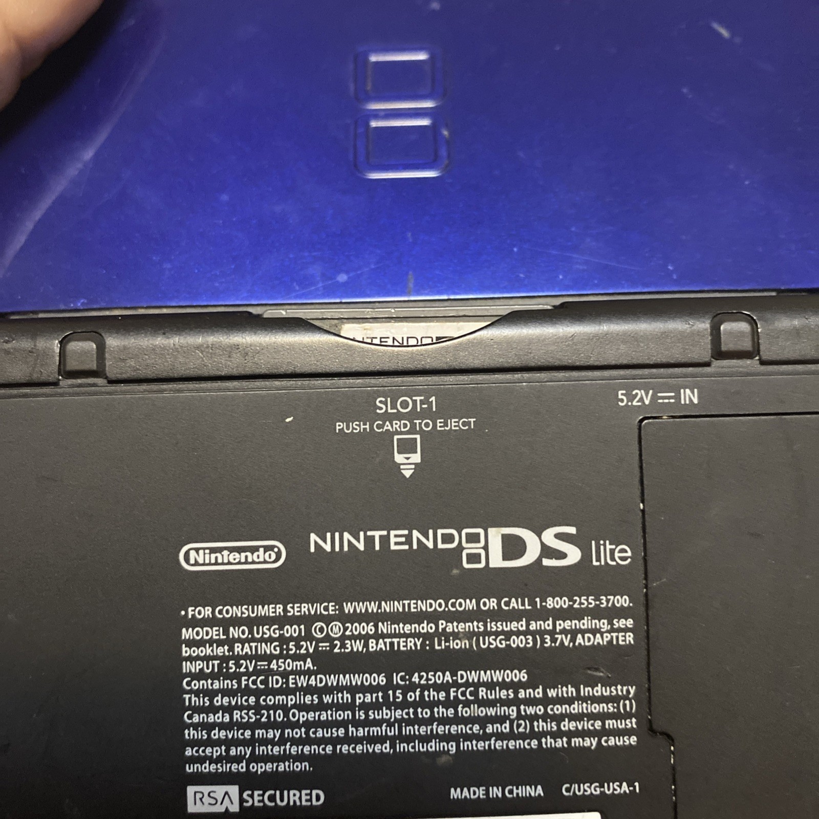 Nintendo DS Lite Blue/Black Handheld Console System With Game No Charger, Stylus
