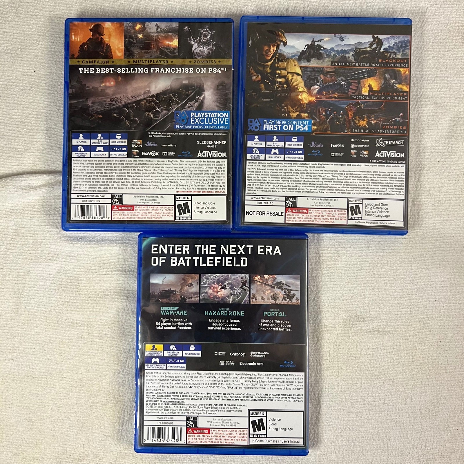 Call Of Duty WWII Black Ops III Battlefield 2042 FPS Sony PlayStation 4 Lot