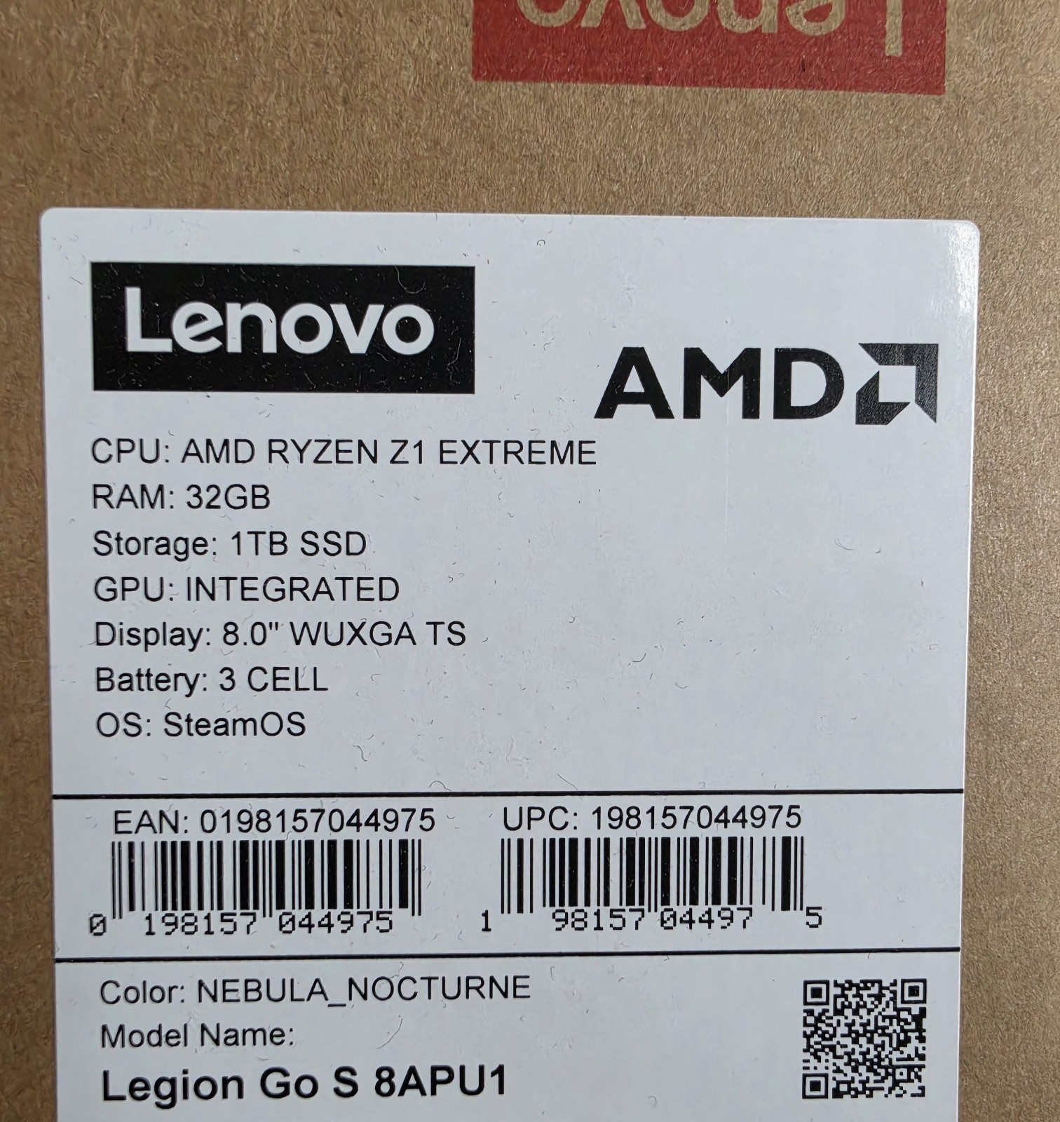 Lenovo Legion Go S 8APU1 Handheld PC 1TB 1920×1200 USB-C Wi-Fi Nebula