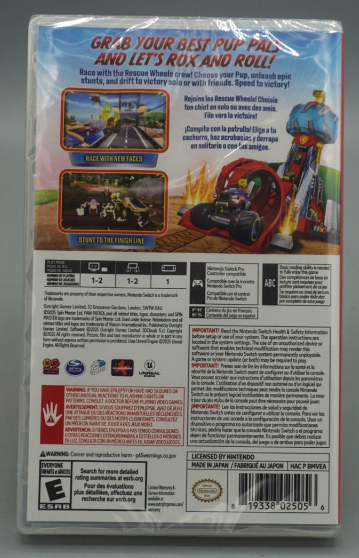 Paw Patrol Rescue Wheels: Championship – Nintendo Switch NEW FREE US SHIPPING