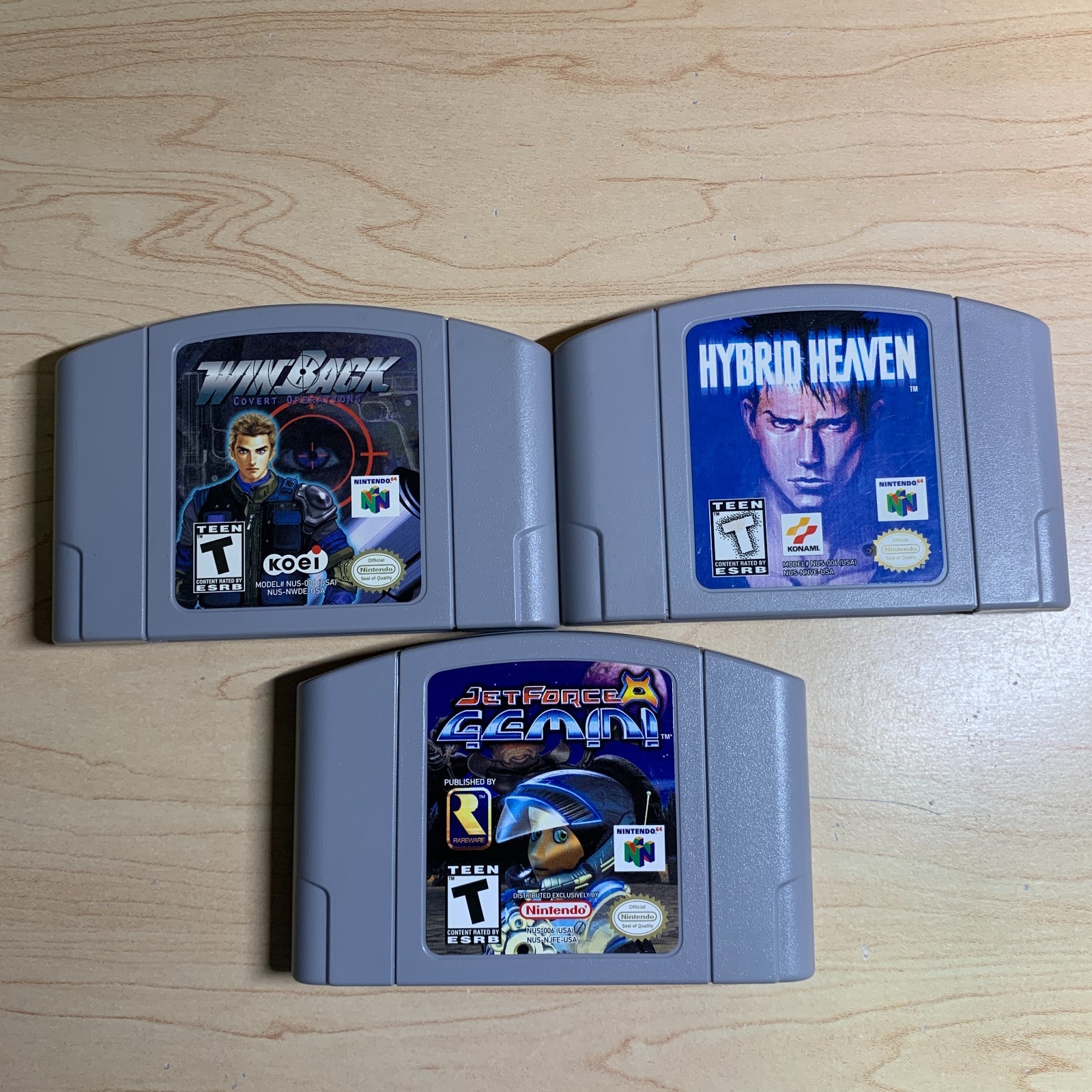 3 T Game Lot Winback Hybrid Heaven Jet Force Gemini N64 Authentic Cleaned Tested