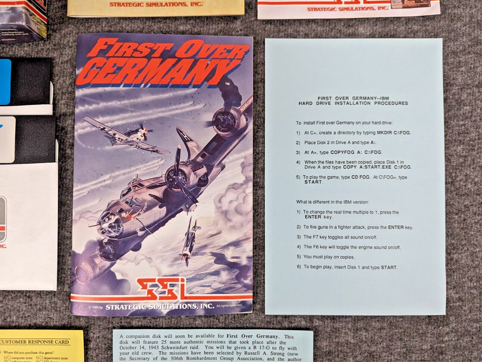 First Over Germany IBM PC 5 1/4 Disk 306th Bomb Group Simulator PC Game 1988 EUC