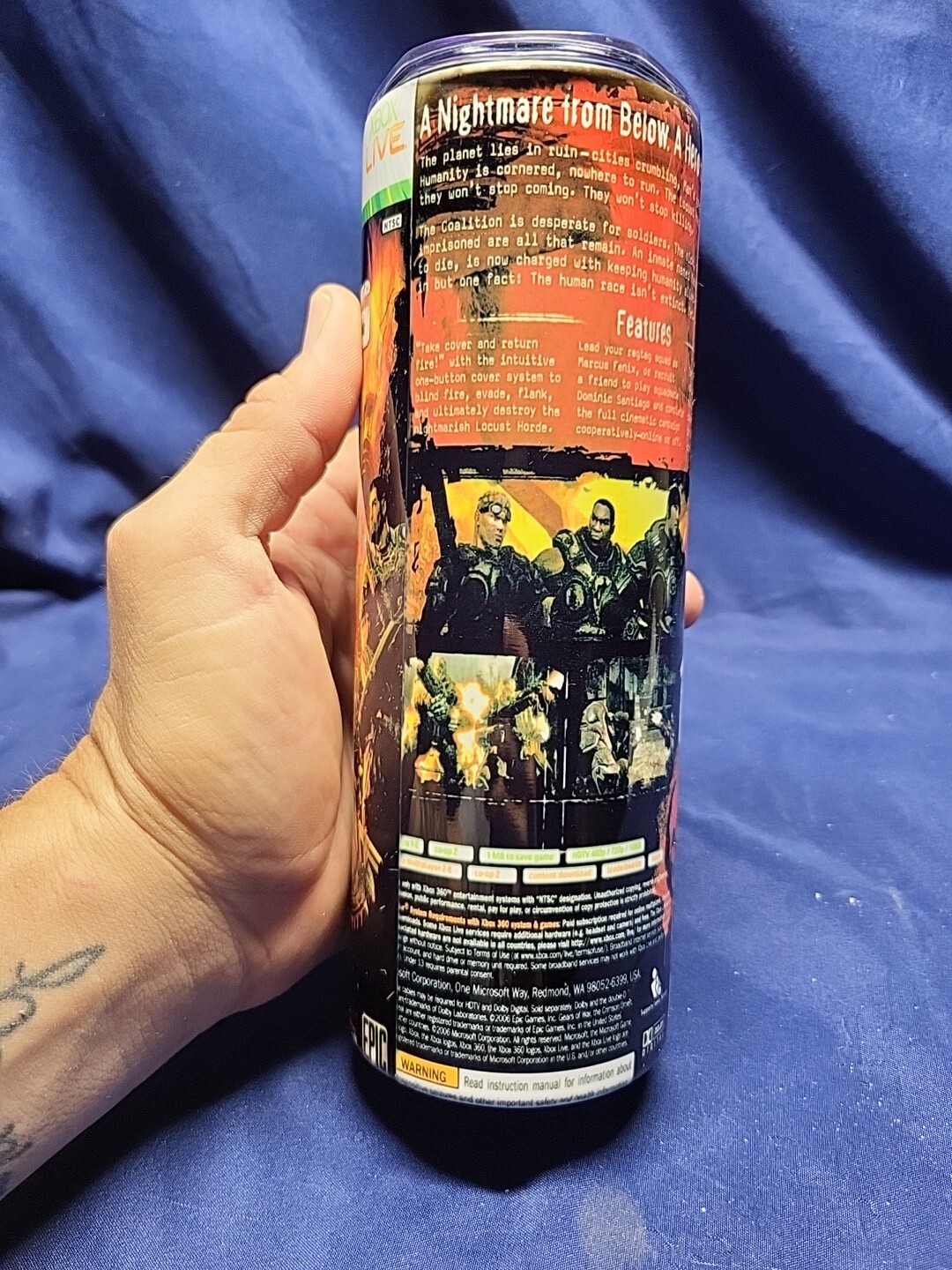Gears of War (Microsoft Xbox 360, 2006) Artwork 20oz Sublimation Tumbler