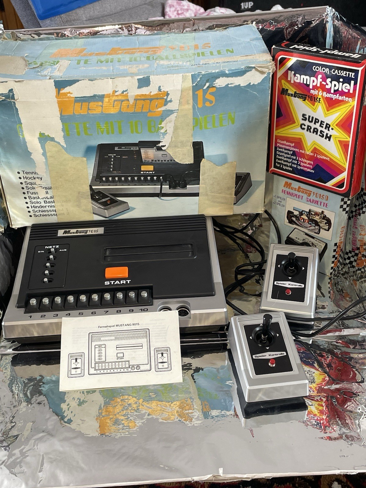 Mustang 9015 Original Packaging CIB Sanwa 2 Modules Original Packaging CIB Retro Pong Console Excellent Condition 70s