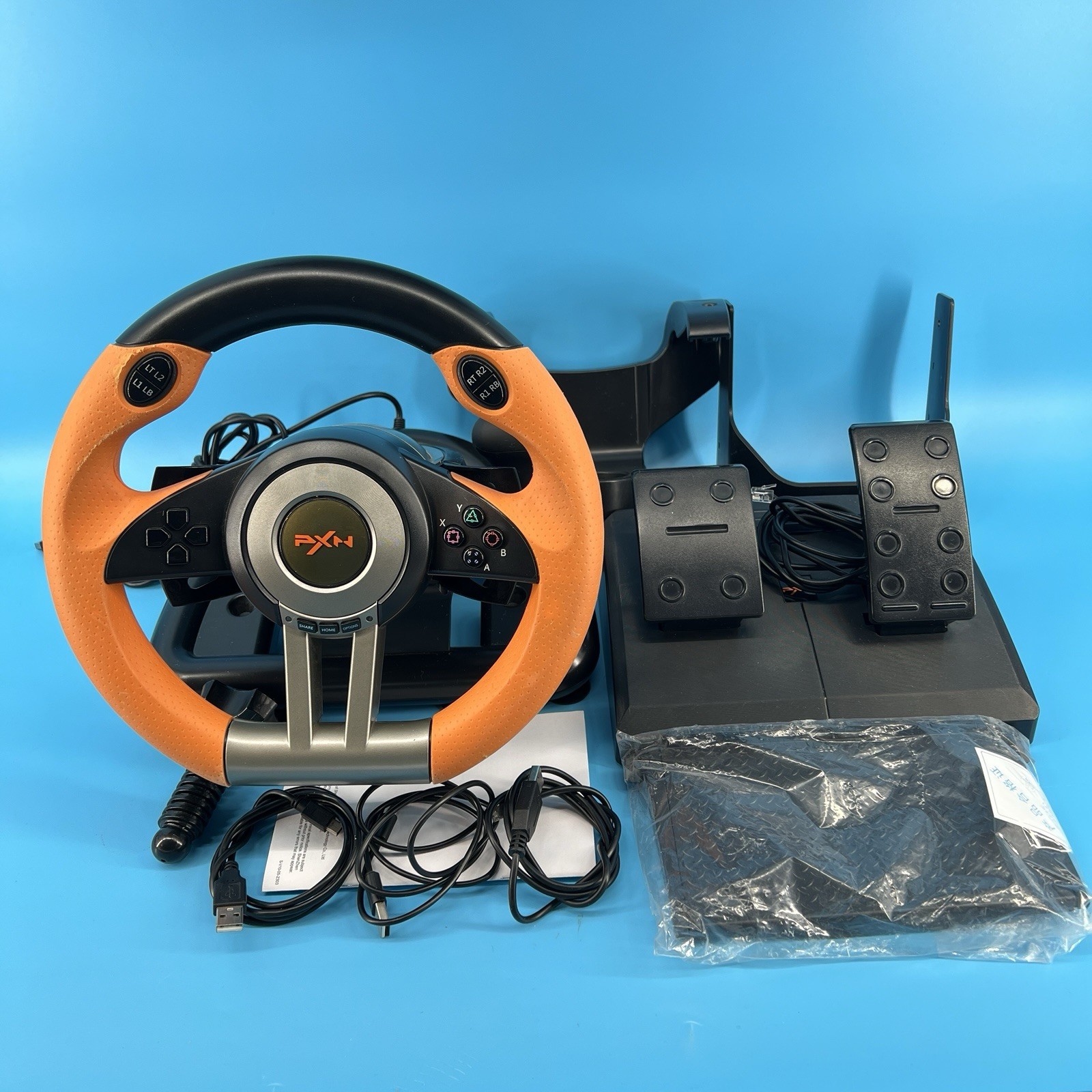 PXN V3 PRO Racing Wheel & Pedals for PC, PS3, PS4, X-One, X/S, Switch – Orange
