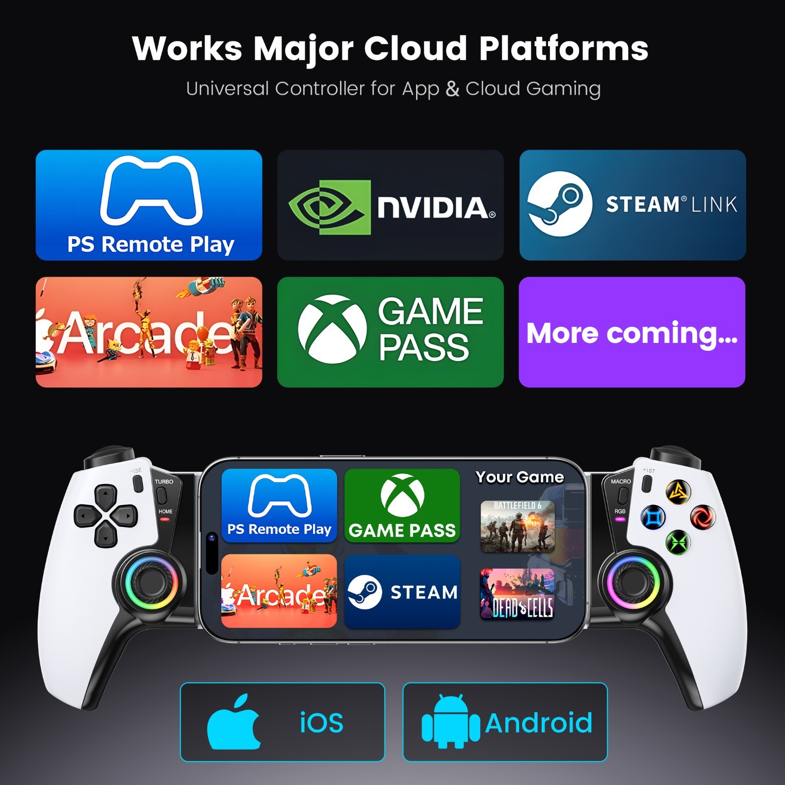 Mobile Gaming Controller for PS Remote Play/iOS,Wireless Phone Game Controller