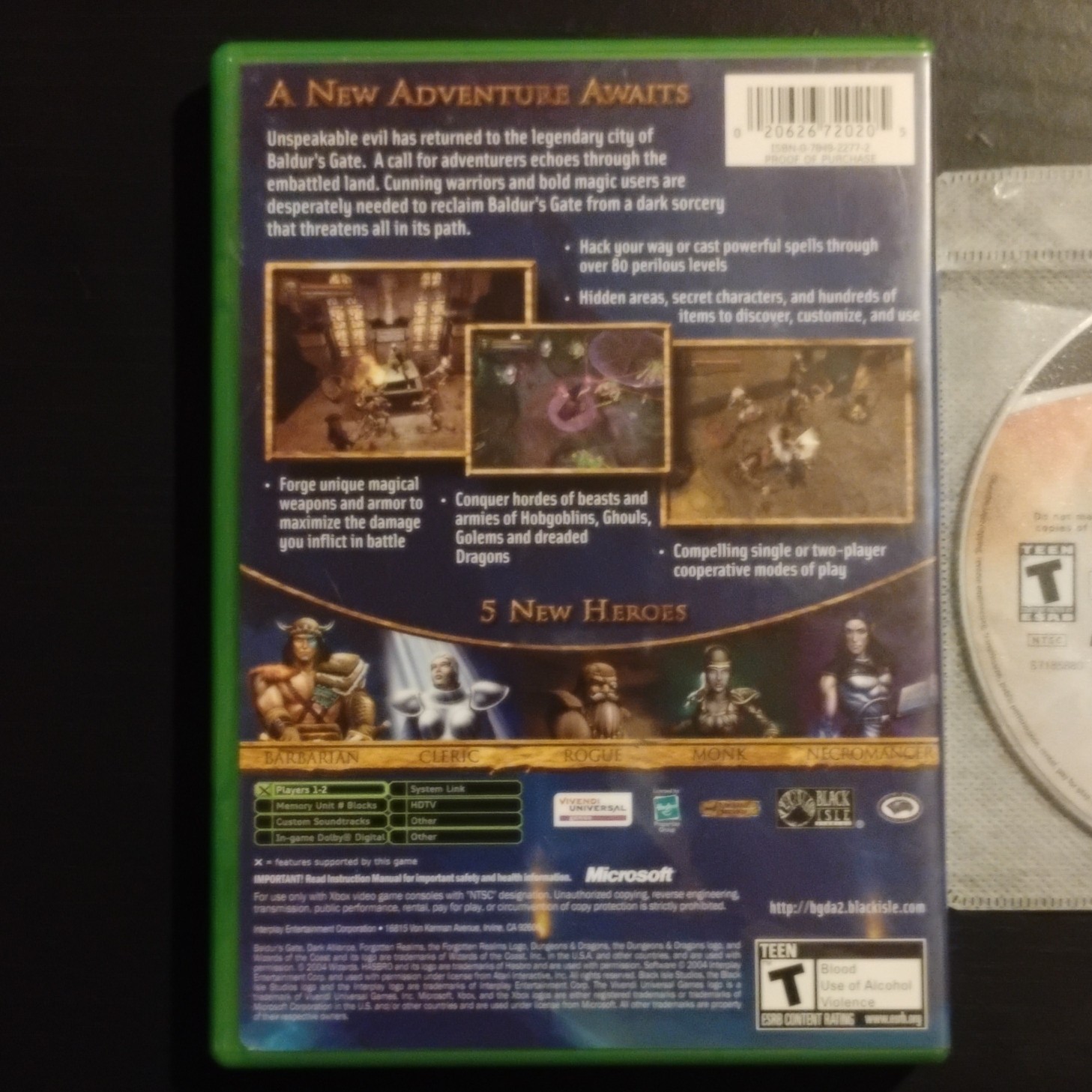 Baldur’s Gate: Dark Alliance 1 & 2 Xbox Dungeon Crawler/Hack-and-Slash Games Lot