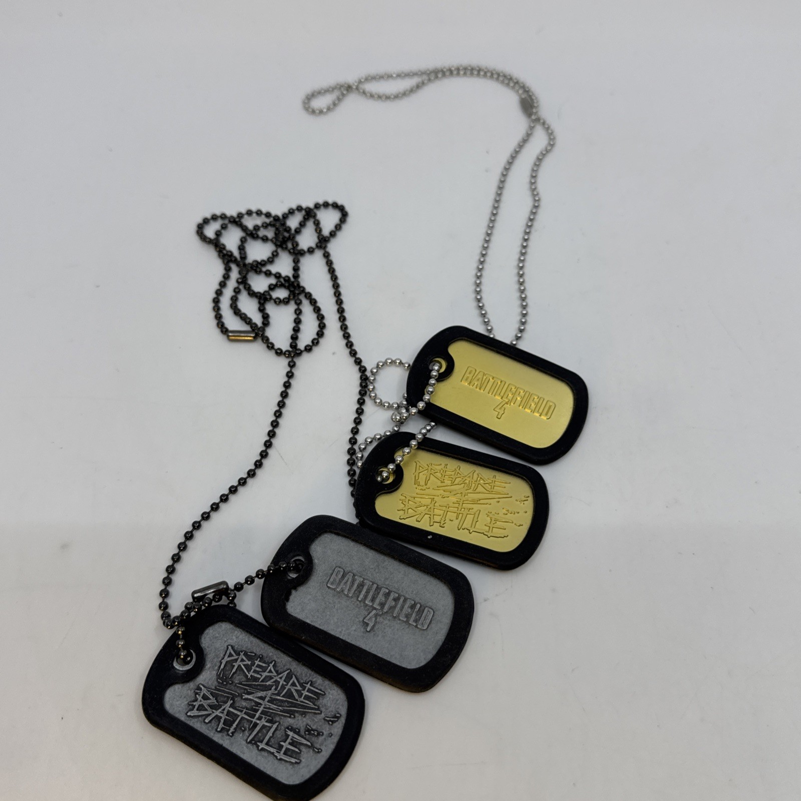 Battlefield 4 Prepare 4 Battle Dog Tag Necklace Set of 2 Gold & Silver