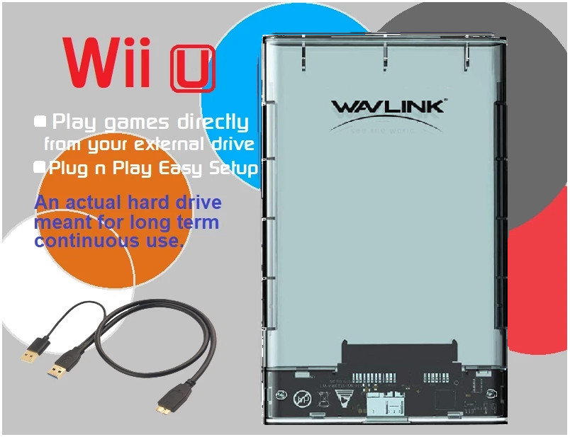 1TB External USB 3.0 Portable Hard Drive for Nintendo Wii U Game Drive
