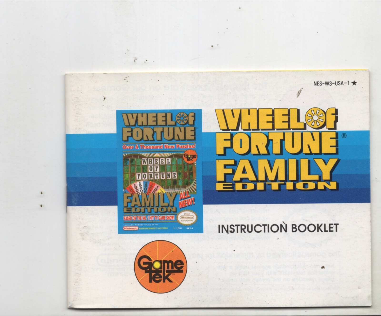 Wheel of Fortune Family NES Original Nintendo Manual Only Authentic