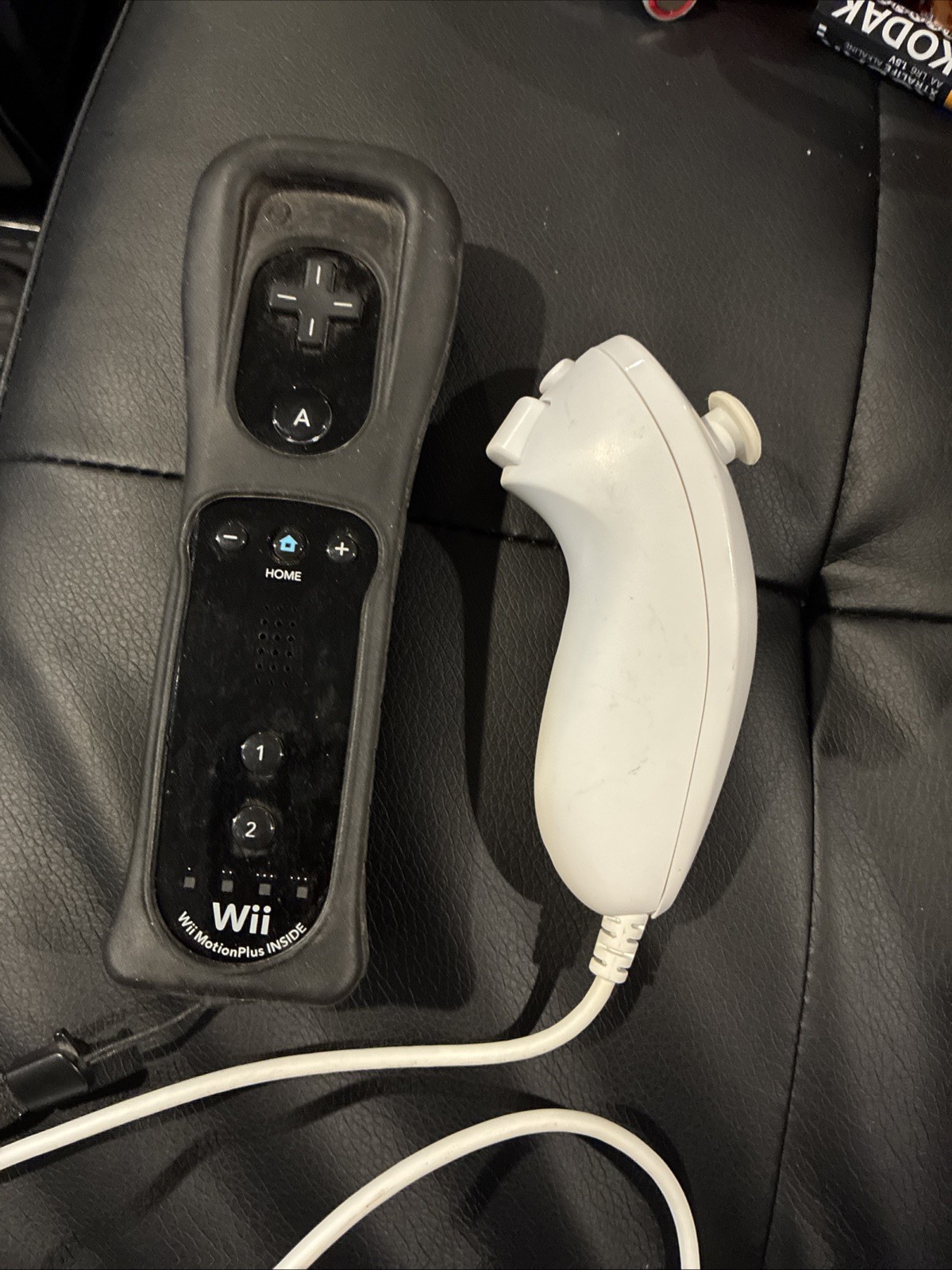 OEM Nintendo Wii Controller Black Motion Plus Remote W White Nunchuk Tested