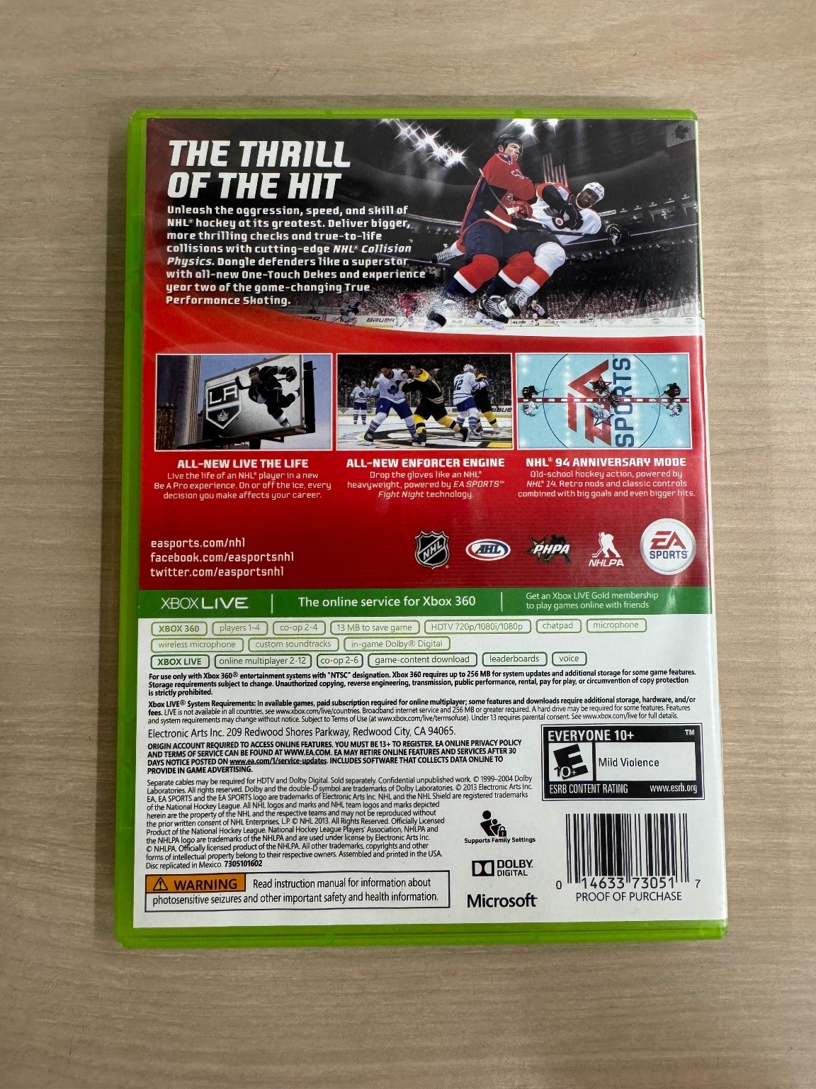 NHL 14 Xbox 360 Video Game EA Sports Hockey Multiplayer NTSC