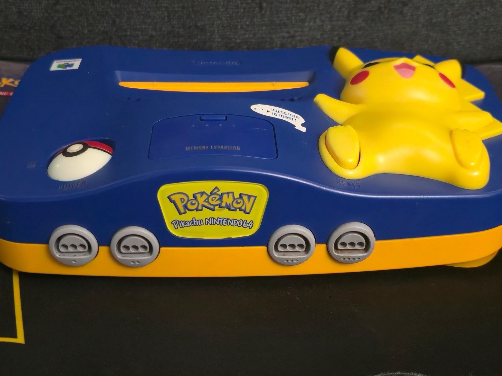 Nintendo 64 Pokemon Pikachu Edition Blue N64 Console w/ Cables Tested Works