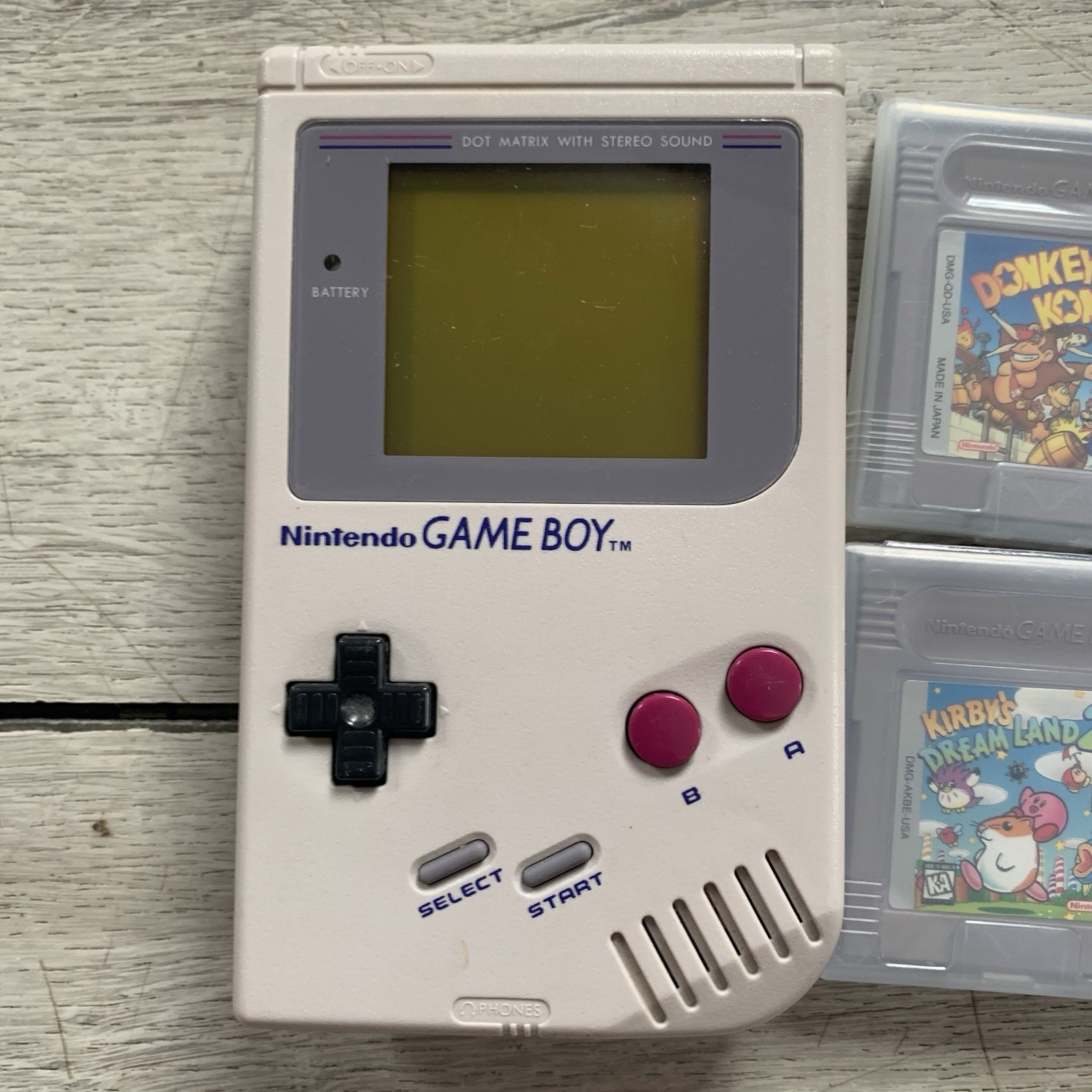 Original Gameboy Nintendo With Games Donkey Kong Kirby Dream Land Tetris Used