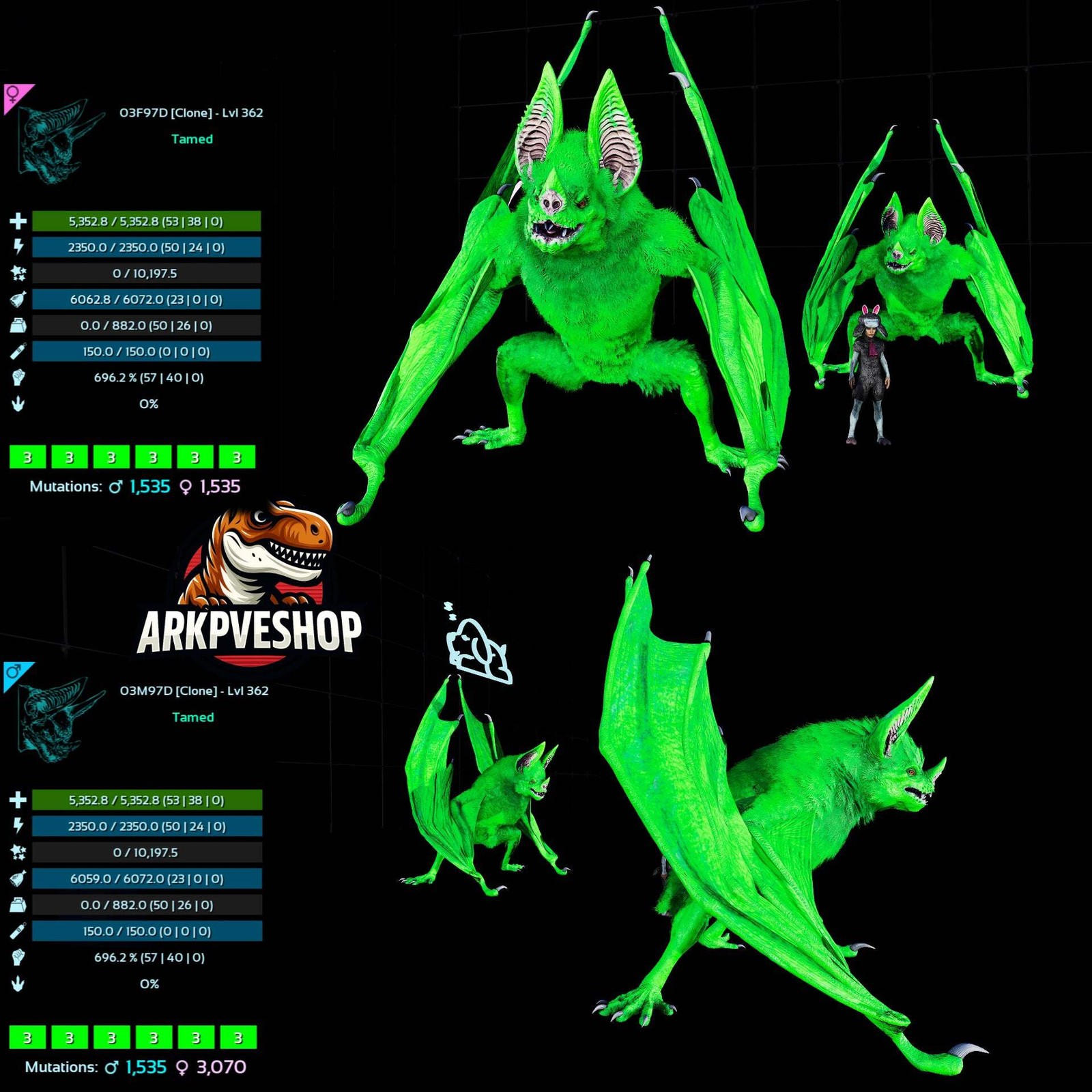 Desmodus Lvl362 696Melee Clone ASA PVE 🦖ARK Survival Ascended