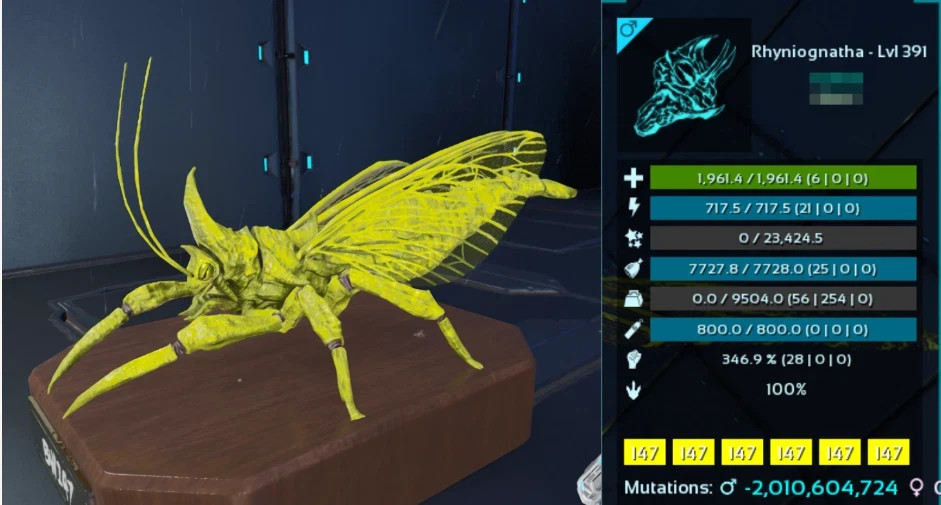 Ark PVE Rhyniognatha👍 Heavy Weight 9504👍