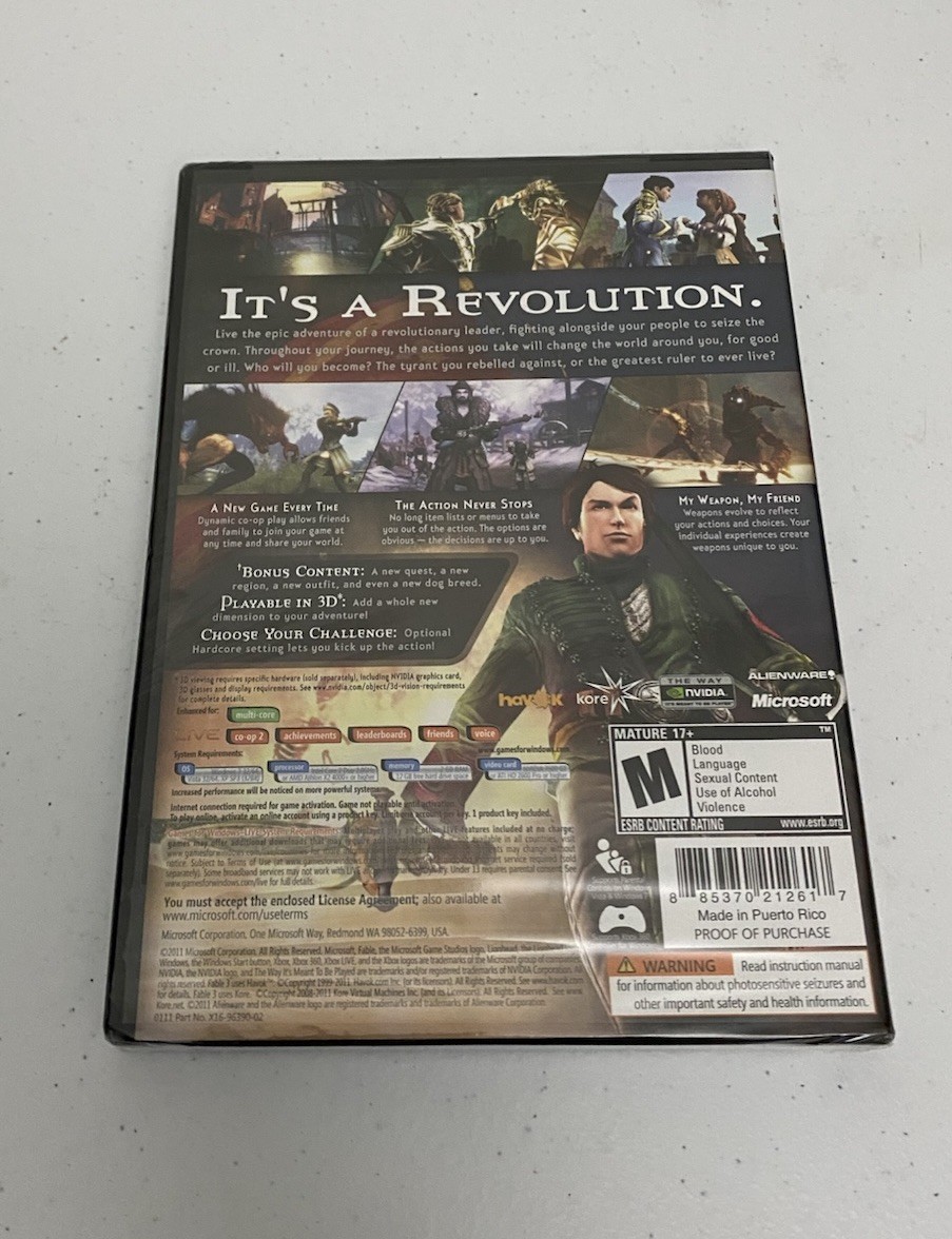 FABLE III 3 PC DVD BRAND NEW FACTORY SEALED US EDITION
