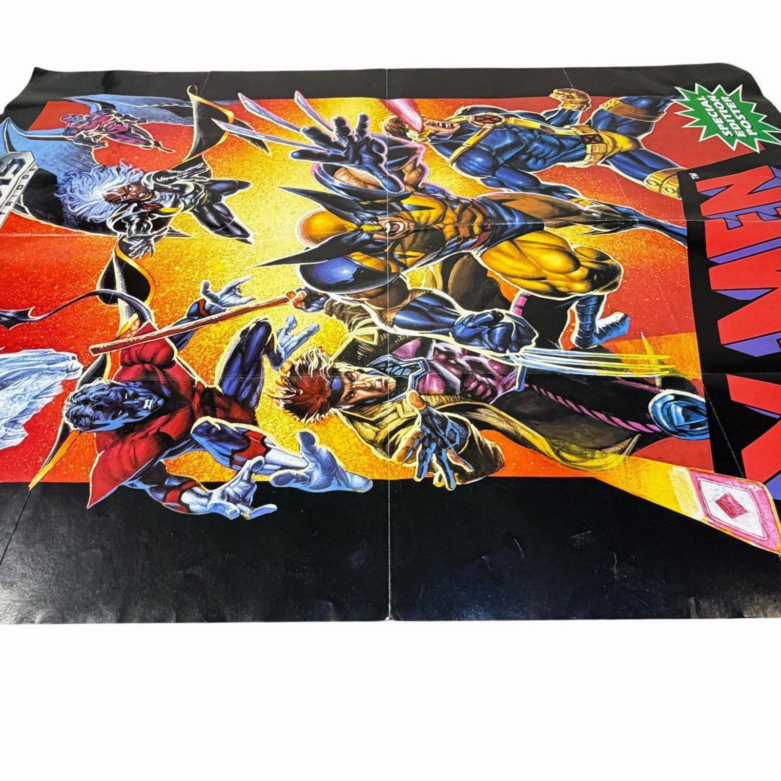 Vintage 90’s Marvel X-Men Sega Genesis 1993 Rare 17”x21” Folded Promo POSTER
