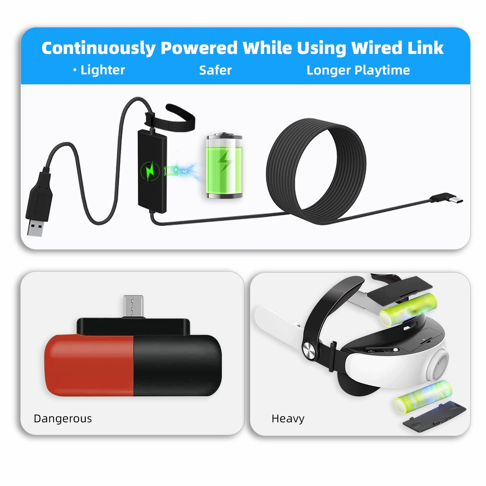Kuject Design 16FT Link Cable for Oculus Quest 2/Pro