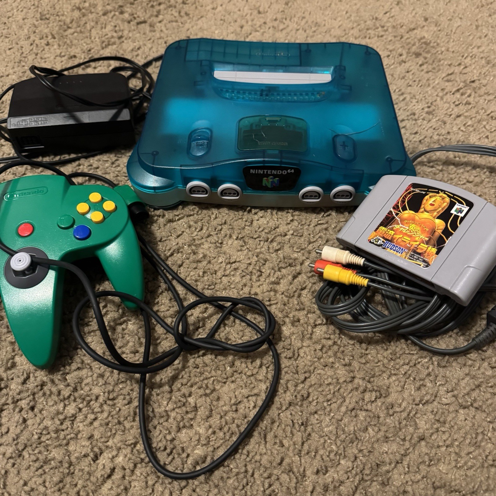 Nintendo N64 Funtastic Clear Blue Japan Console WORKS has a small crack on case