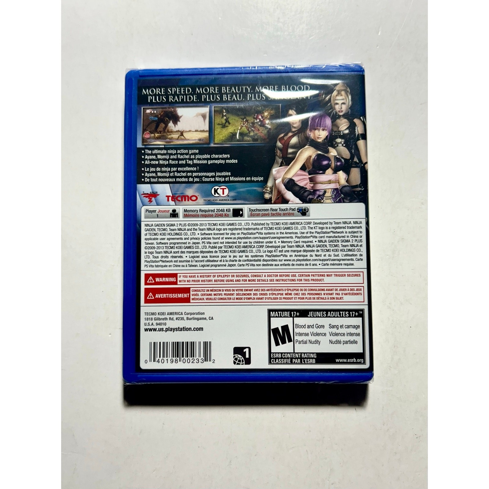 Ninja Gaiden Sigma 2 plus (PlayStation PS Vita)Works New🔥No rips no tears