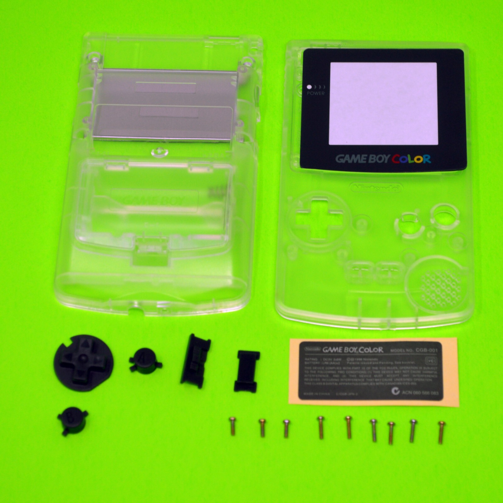 Clear Replacement Housing for Nintendo Game Boy Color Lens GBC Shell Transparent
