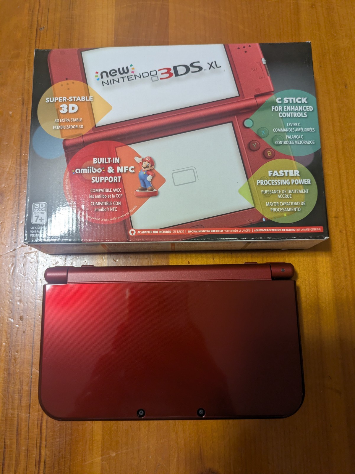 Nintendo New 3DS XL New Red Handheld System Bundle Complete in Box with Charger