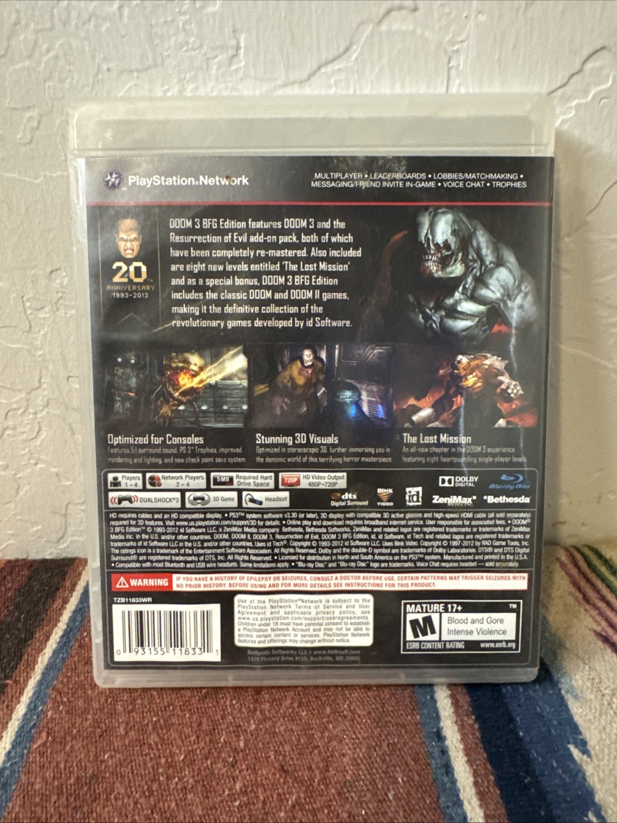 Doom 3: BFG Edition (Sony PlayStation 3, 2012) PS3 Mint Disc