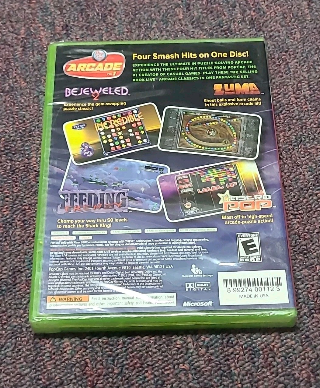 Pop Cap Arcade Vol. 1 (Microsoft Xbox 360, 2007) X360