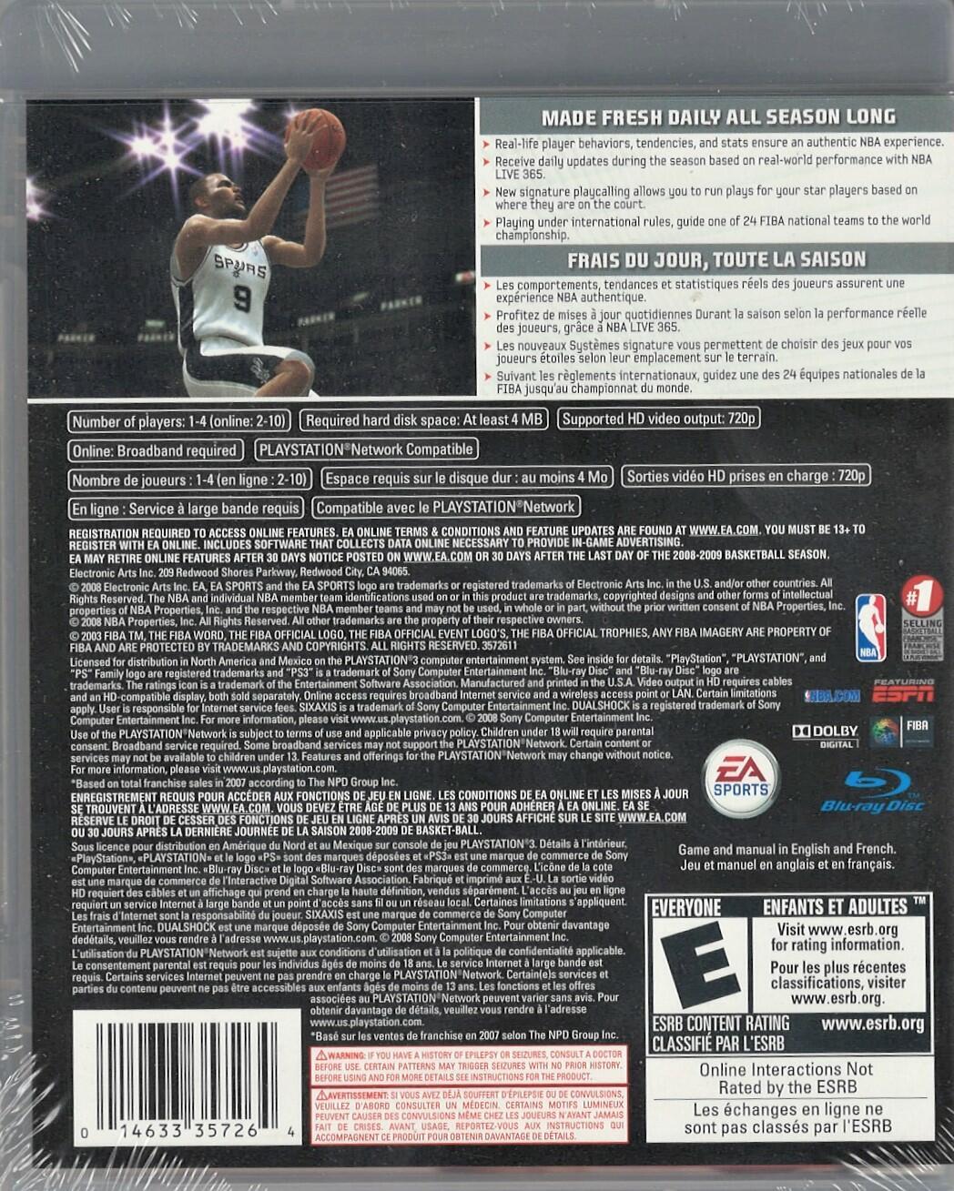 NBA Live 2009 PS3 (Brand New Factory Sealed US Version) Playstation 3