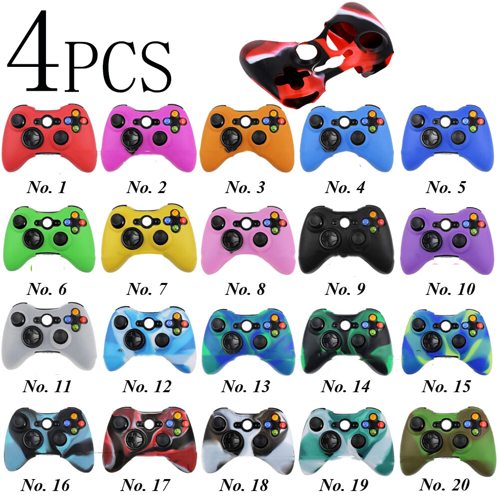 4 X Rubber Skin Silicone Gel Protective Cover For Microsoft Xbox 360 Controller