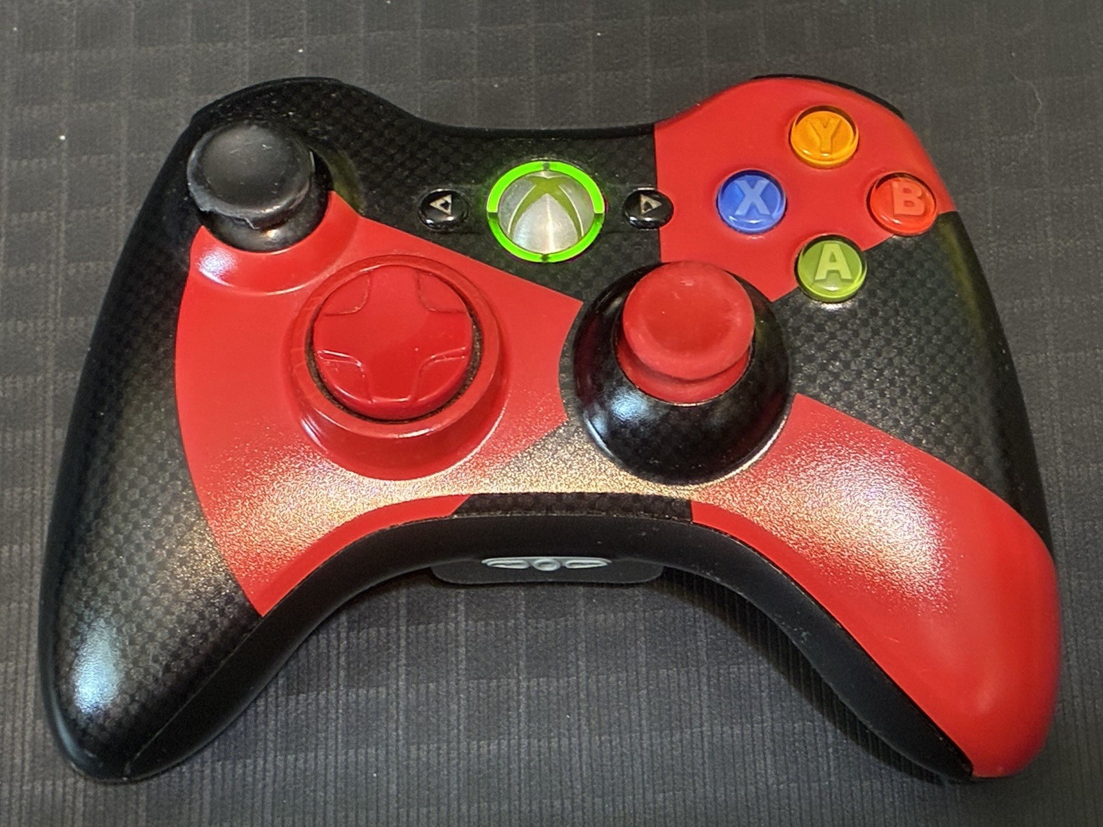 Microsoft Xbox 360 Controller Radioactive Black Red Lights Up Untested