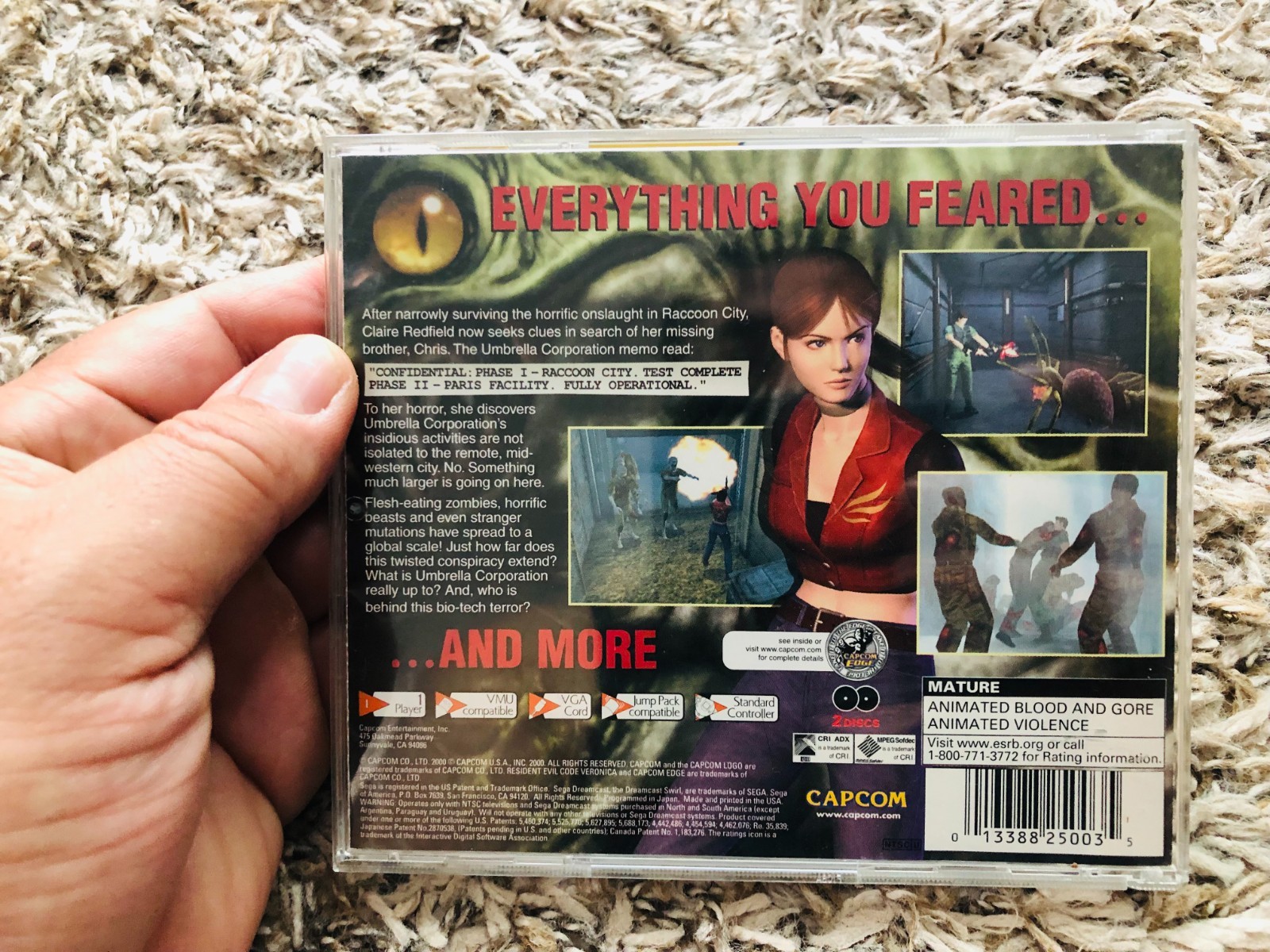 Resident Evil CODE: Veronica (Sega Dreamcast, 2000) Game Case with Manual Only