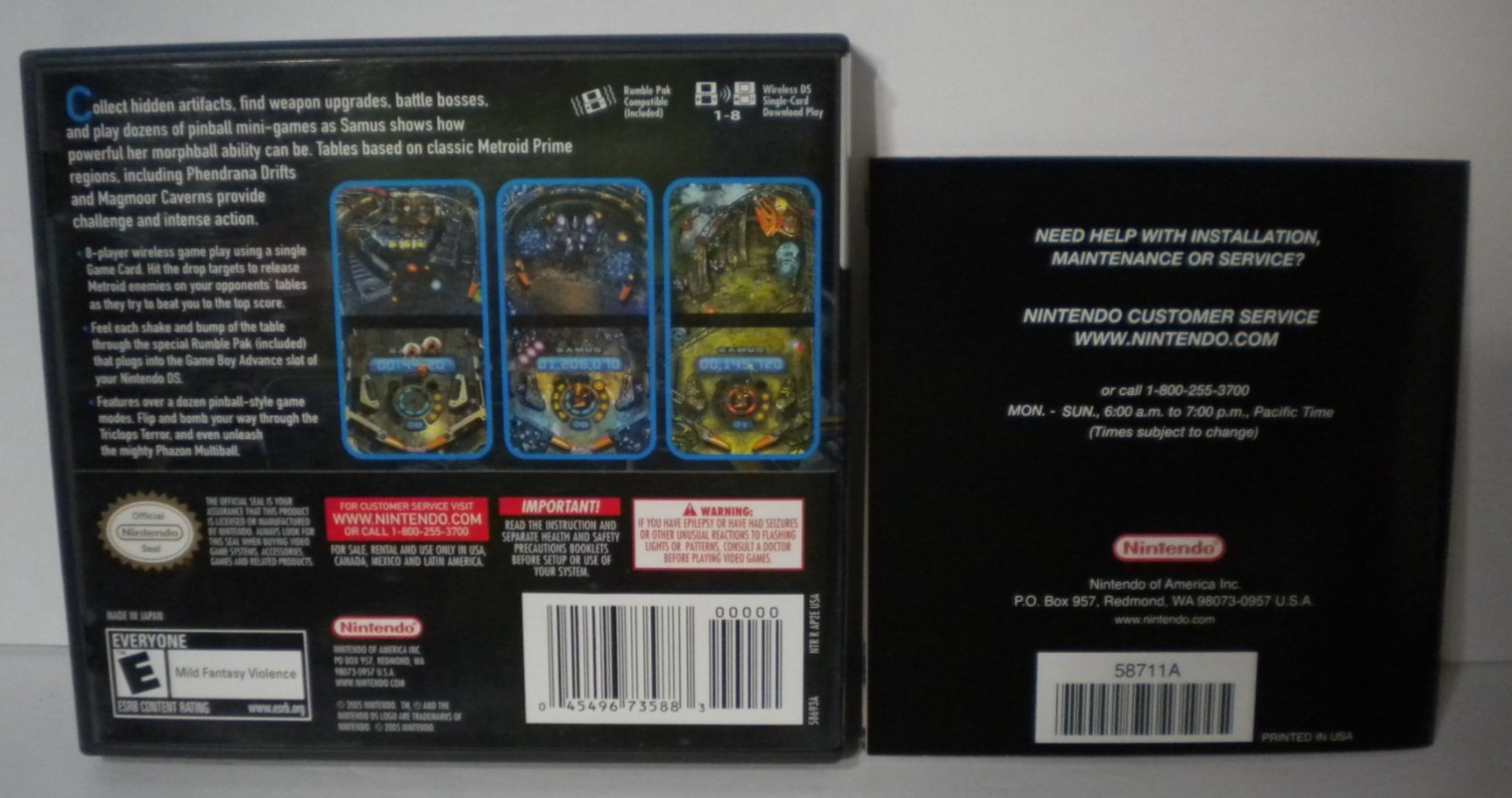 Metroid Prime Pinball (Nintendo DS) Authentic TESTED Near Complete NO RUMBLE