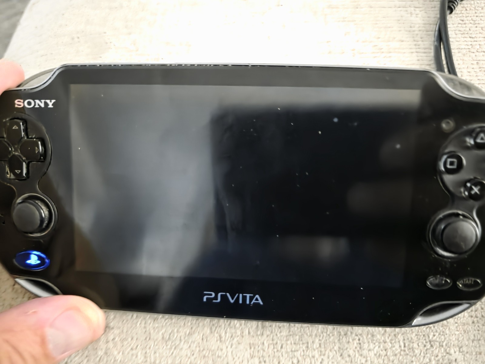 Sony Ps Vita PCH-1100 Crystal Black Model Console And Charger TESTED