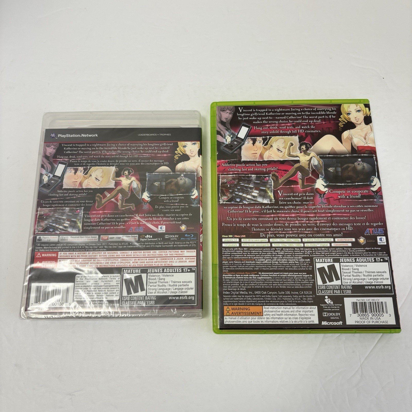 Lot of 2 Catherine PS3 Playstation 3 and Xbox 360 Complete Atlus