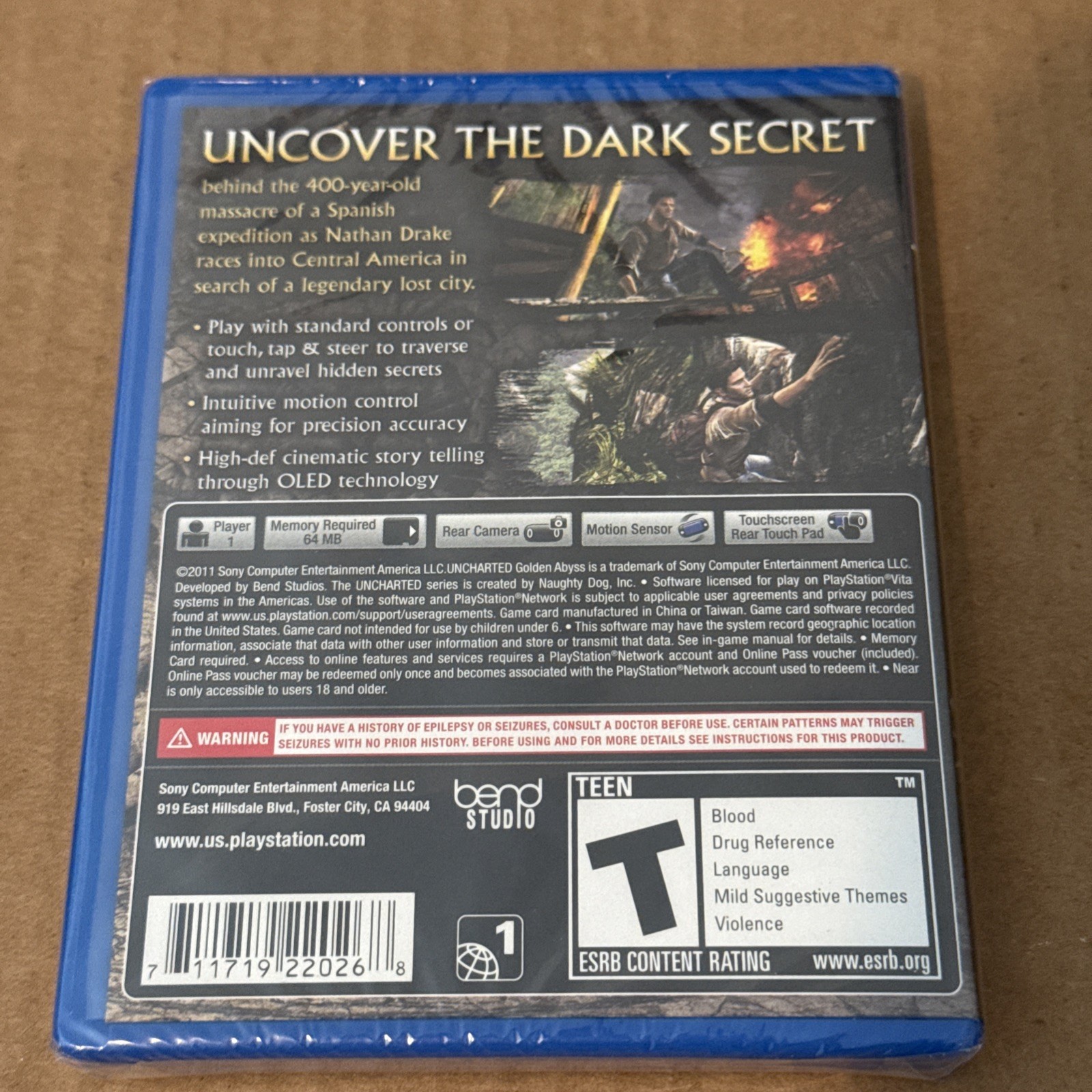 Uncharted: Golden Abyss (PlayStation Vita, 2012) U.S. Version New Sealed HTF