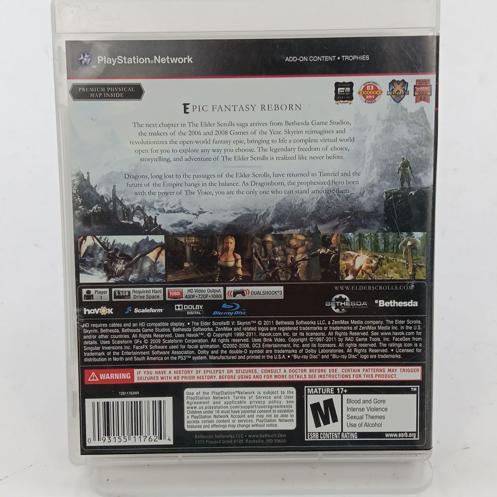 The Elder Scrolls V Skyrim Sony PlayStation 3 PS3 Game HES Bethesda RPG M NTSC