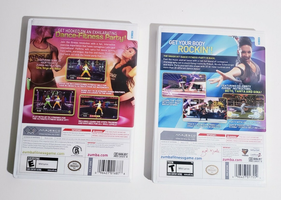 Zumba Fitness 1 and 2 Games & Zumba Belt Bundle (Nintendo Wii) Free Shipping