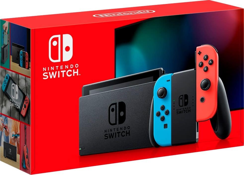 Nintendo Switch Console with Neon Blue Red Joy-Con and Pro Controller 32GB FHD